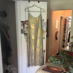 Anthropologie Gold Maxi Dress